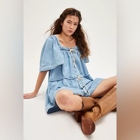 Free People County Line Denim Romper NWOT - Picture 4 of 9